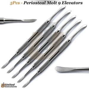 5 Pcs Periosteal Elevators Molt 9 Periodontal Mucoperiosteal Flap Reflection - Picture 1 of 2