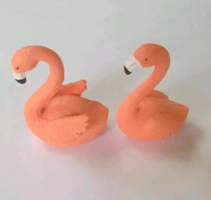 2Pcs Mini FLAMINGOS for Fairy Garden Figurines Micro Landscape Decor Bonsai - Picture 1 of 3