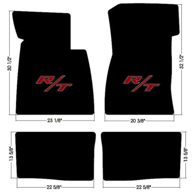 NEW! BLACK FLOOR MATS 1968-1970 Dodge Coronet R/T Embroidered Logo 4pc Set RT - Image 1 of 4