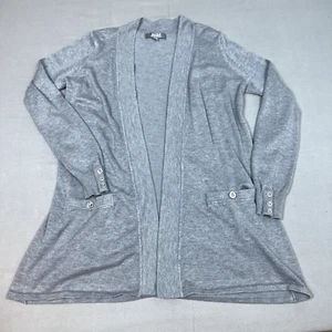 Melierter Reunited Pullover Strickjacke klein grau Damen offen silberne Knöpfe - Bild 1 von 14