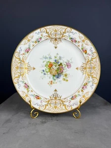 Rare Sevres 1854 plate Napoleon III flower service gold gilding antique - Bild 1 von 13