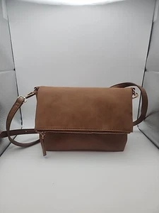 Women's Suede Envelope Crossbody Purse, Brown Color, Detachable Strap - Picture 1 of 10