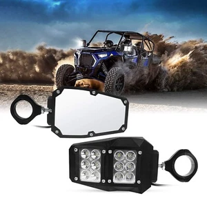 UTV RZR Mirror Offroad Side Rear View Mirrors with LED Spot Light Compatible ... - Picture 1 of 7