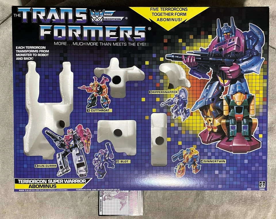 TRANSFORMERS G1 DECEPTICON TERRORCONS ABOMINUS GIFTSET BOX, FOAM, & MANUAL NEW! - Image 1 of 4