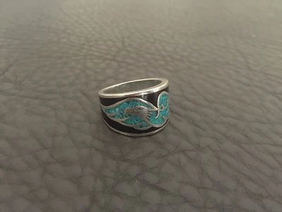 ANILLO DE ÁGUILA PIEDRA CON INCRUSTACIONES DE ROCK & ROLL DE BRONCE BLANCO DE COLECCIÓN DE LOS AÑOS 80 PARA HOMBRE TALLA 9 Foto 1 de 4