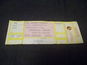 1982-83 Seasons Tickets Receipt Full Ticket Stub Vancouver Canucks