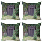 Outhouse Pillow cushion set of 4 Cottage in Farm Forest