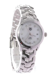 RELOJ PARA DAMAS TAG HEUER LINK DIAMANTE ESFERA MOPA BLANCA COMO NUEVO 27 MM WJF1317.BA0572 - Imagen 1 de 6