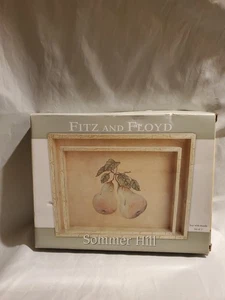 Fitz & Floyd Sommer Hill Pear Tray With Handle Lacquered Wood Set of 2 2004 NIB - Imagen 1 de 16
