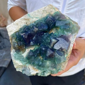 4,2 Pfund NATÜRLICHER grüner Würfel FLUORIT Quarz Kristall Cluster Mineral Probe - Bild 1 von 12