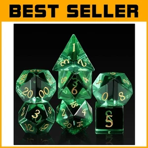Stunning 7-Piece Glass Dice Set for Dungeons & Dragons with Display Case - Picture 1 of 8