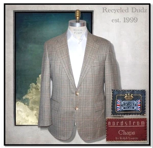CHAPS Men's 41S Fit Tan Glen Check Sport Coat Blazer Jacket Woven British Isles - Picture 1 of 17