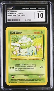 CGC 10 GEM MINT Bulbasaur 2000 Base Set 2 67/130 Pokemon Card psa - Picture 1 of 2