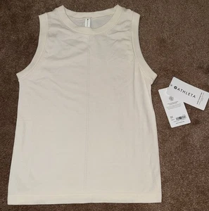 Athleta Ascent Seamless Tank Size Small Magnolia White Breathable High Neck Top - Bild 1 von 7