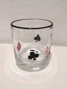 Icon Juice Glass Anthropologie Inspired Poker Cards Hand Blown Spades Ace Casino - Picture 1 of 9