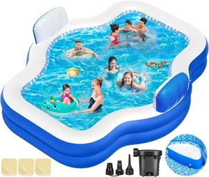Inflatable Swimming Pool for Adults, 121" X 90" X 22" Pools Blow-Up Blue - Picture 1 of 9