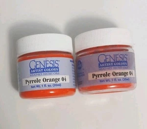 (2 frascos) Genesis Heat Set pintura al óleo pirrol naranja 04 1 oz muñeca renacida artista de arte - Imagen 1 de 3