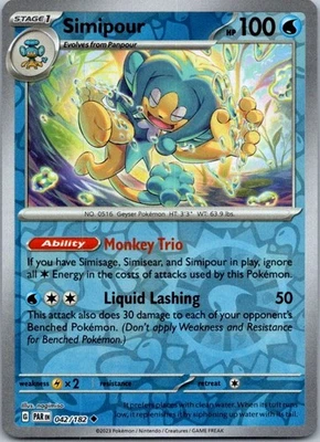 Simipour Reverse Holo Uncommon SV04: Paradox Rift 042/182 NM - Image 1 of 2