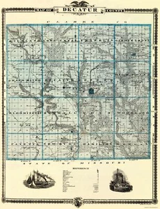 Mapa histórico del condado - Condado de Decatur Iowa - Andreas 1875 - 23 x 29,97 - Imagen 1 de 20