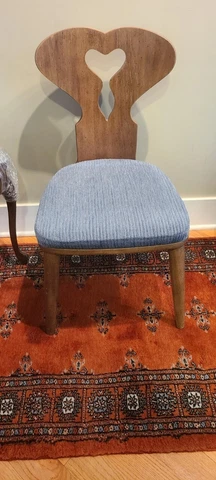 Vintage MCM Wooden  PADDED CHAIR Heart Shaped Back American Furniture Company VA Cover