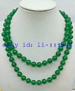 Delicate 10mm Green Emerald Round Gemstone Bead Boutique Necklace 16-36 Inch