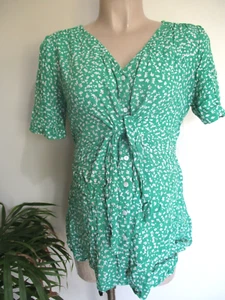 SERAPHINE MATERNITY & NURSING GREEN DITSY FLORAL TIE FRONT BLOUSE TOP SIZE 14 - Picture 1 of 2