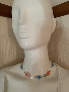 NWOT BROOKS BROTHER SILVER TONE SIGNED ENAMEL 16" NECKLACE CS114 - Picture 1 of 4