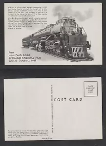 Postcard Chicago Railroad Fair Union Pacific 4-8-8-4 Mallet Type Engine Unused - Bild 1 von 3