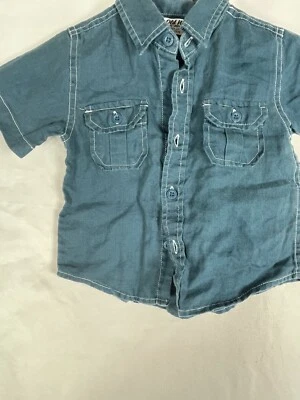 Baby Boy Old Navy Island Linen Blend Blue Shirt Size 6 -12 months - Image 1 of 3