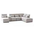 Foret 6 Seater Sofa Modular Corner Lounge Couch Fabric Right Chaise Beige L Shap