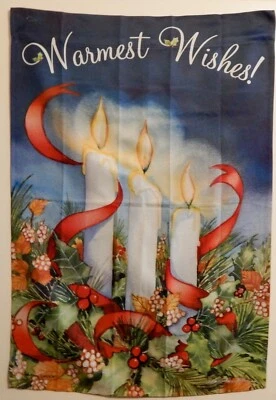 Kathleen McKenna Deseos Más Cálidos Velas Vacaciones Navidad Jardín Patio Bandera 28x39 Foto 1 de 4