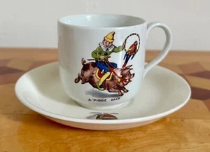 Vintage Circus Pig Clown Children's Tea Cup Saucer Johnson Brothers Pareek - Picture 1 of 14
