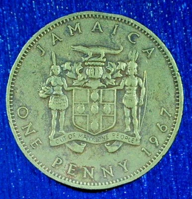 WORLD COIN SALE-1967 JAMAICA ONE PENNY-NICKEL/BRONZE COMPOSITION COIN-KM#39 - Image 1 of 3