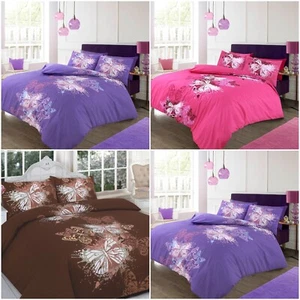 Butterfly Printed Duvet Quilt Cover Sets Reversible Bedding Set With Pillowcases - Picture 1 of 4