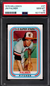 PSA 10 - 1976 Kellogg's #37 Jim Palmer Baltimore Orioles Salón de la fama - Imagen 1 de 2