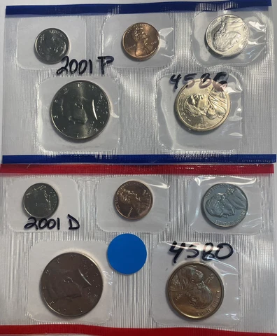2001 Partial P & D United States Mint Set - No Quarters - No Env. - A102 Cover