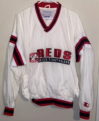 Cincinnati Reds Starter Jacket Pullover MLB Baseball Mens Large White Vintage - Image 1 of 4