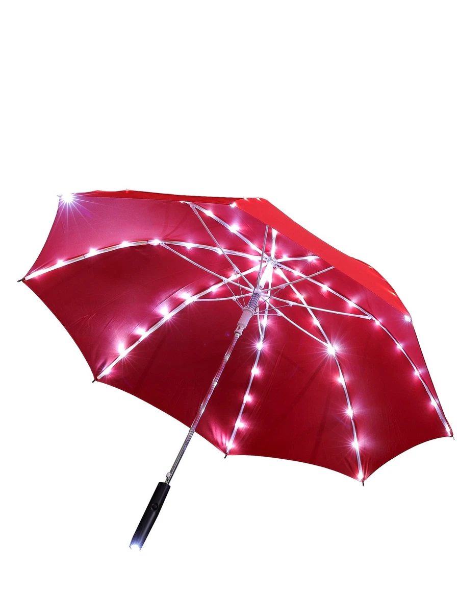 LED-beleuchteter Regenschirm – 7 Farben, Wellenlicht-Effekt, Transparent/schwarz, Faltbar, Batteriebetrieben