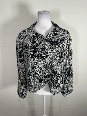 Jessica Howard Women’s Black White Color Floral Print Jacket Size 24W - Image 1 of 4