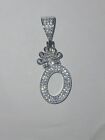 925 Sterling Silver Rel C Z Letter "R" & Crown Initial Pendant Sterling Silver