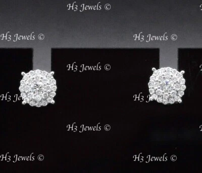 14k White gold Natural diamond stud earring cluster April Birthstone 0.33 ct - Image 1 of 4