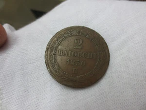 1850 Italian States PAPAL STATES 2 Baiocchi KM# 1344 - Picture 1 of 2