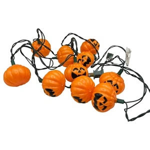 Vintage  10 Blow Mold String Lights Halloween Pumpkin Decorative Tested Working - Bild 1 von 6