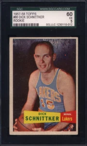 1957 Topps #80 Dick Schnittker Rookie Lakers SGC 5 - Picture 1 of 2
