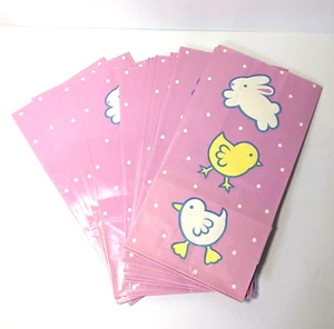 Easter Gift Bags, Pink Paper, Party Pack of 12, Bunny, Chick, Duck, 10 x 5" - Picture 1 of 9