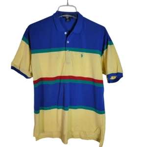Polo Ralph Lauren Mens Vintage Polo Shirt Size Large Colorblock Button Up - Picture 1 of 5