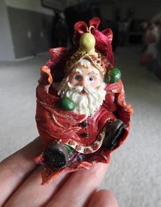Vintage Christopher Radko Woodland Winds Santa Ornament Floating Leaf Santa 3"T - Picture 1 of 4