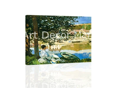 On The Bank Of The Seine-Monet - CANVAS OR PRINT WALL ART - Image 1 of 2