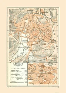 Historic Map - Leuven Belgium - Baedeker 1910 - 23 x 32.09 - Vintage Wall Art - Picture 1 of 20