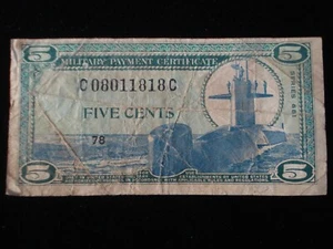 United States Military Payment Certificate 5 Cents Series 681 (AB01) - Picture 1 of 2